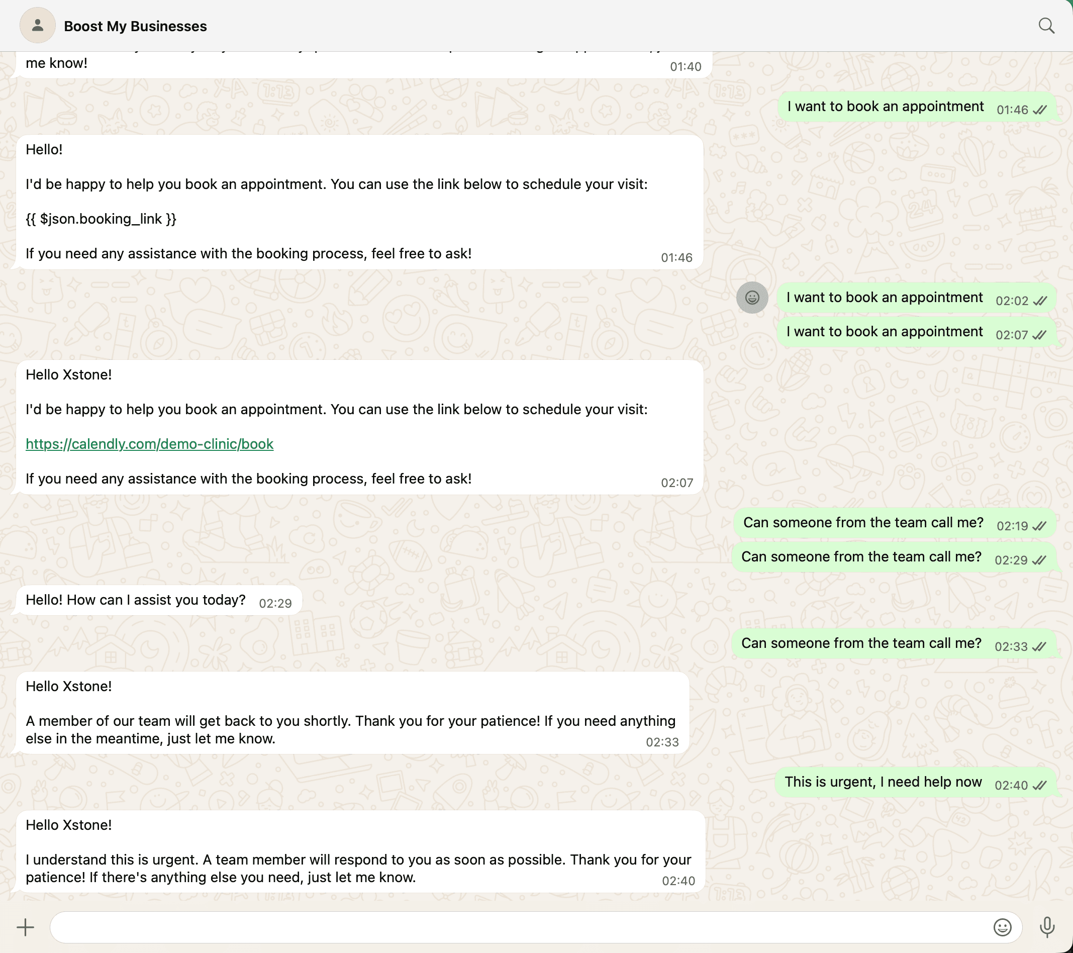 WhatsApp flow screenshot