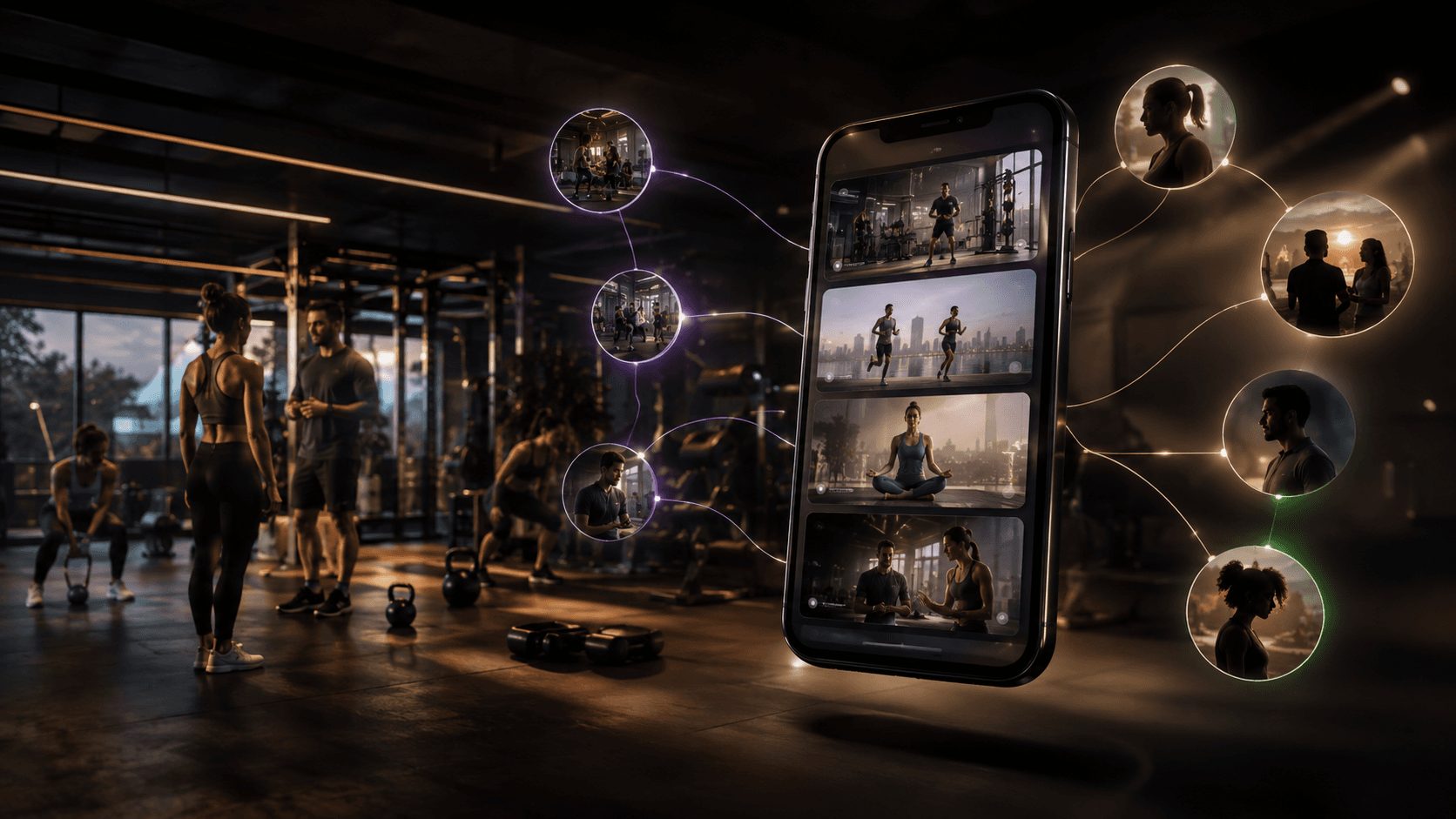 Fitness studio, sports communities and connected training content