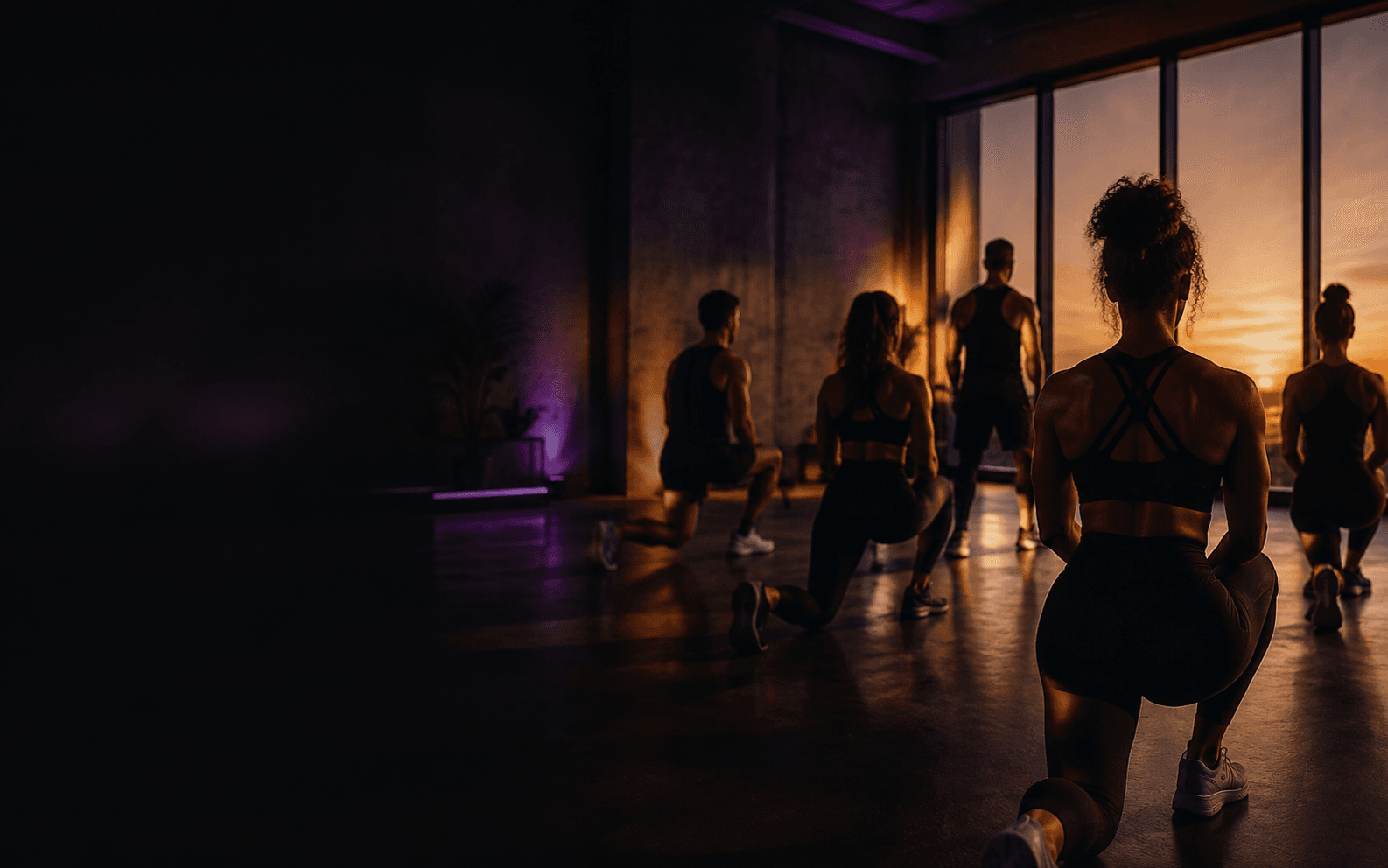Community training session in a boutique fitness studio
